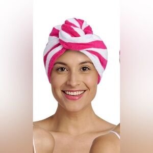 NWT - Turbie Twist Pink & White Striped 100% Cotton - OS